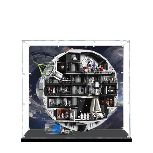 Acrylic Display Case for Lego 75419 UCS Planet Model, 3mm Dustproof Display Box, Display Case Compatible with Lego 75419 (Model Not Included) (Background Black Base)