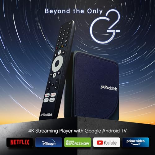 Image of RockTek G2 Premium Google TV 4K UHD Streaming Player, HDR10+ Dolby Vision Atmos, Voice Remote, Netflix, Prime Video, Disney+, Hulu, Apple TV+ (Renewed)