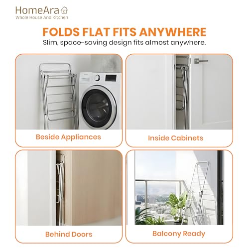 Image of Premium Heavy Duty Foldable Stainless Steel Cloth Drying Stand (Butterfly Design) | 3 Tier Mirror Finish | Space Saving Wall Mounted Laundry Rack for Clothes, Towels, Balcony & Bedroom