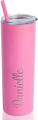 Miniatura 8 de Lifetime Creations Vaso personalizado grabado con pajilla, 20 onzas, vaso de acero inoxidable aislado al vacío delgado grabado con nombre (menta)