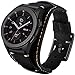 Sjiangqiao Bands Compatible with Samsung Galaxy Watch 5/Watch 4/Watch 42mm/Watch 3 41mm/Active 2 44mm/Active 40mm/Gear Sport/S2 Classic/TicWatch 2, 20mm Vintage Cuff Genuine Leather Strap Bands(Black)
