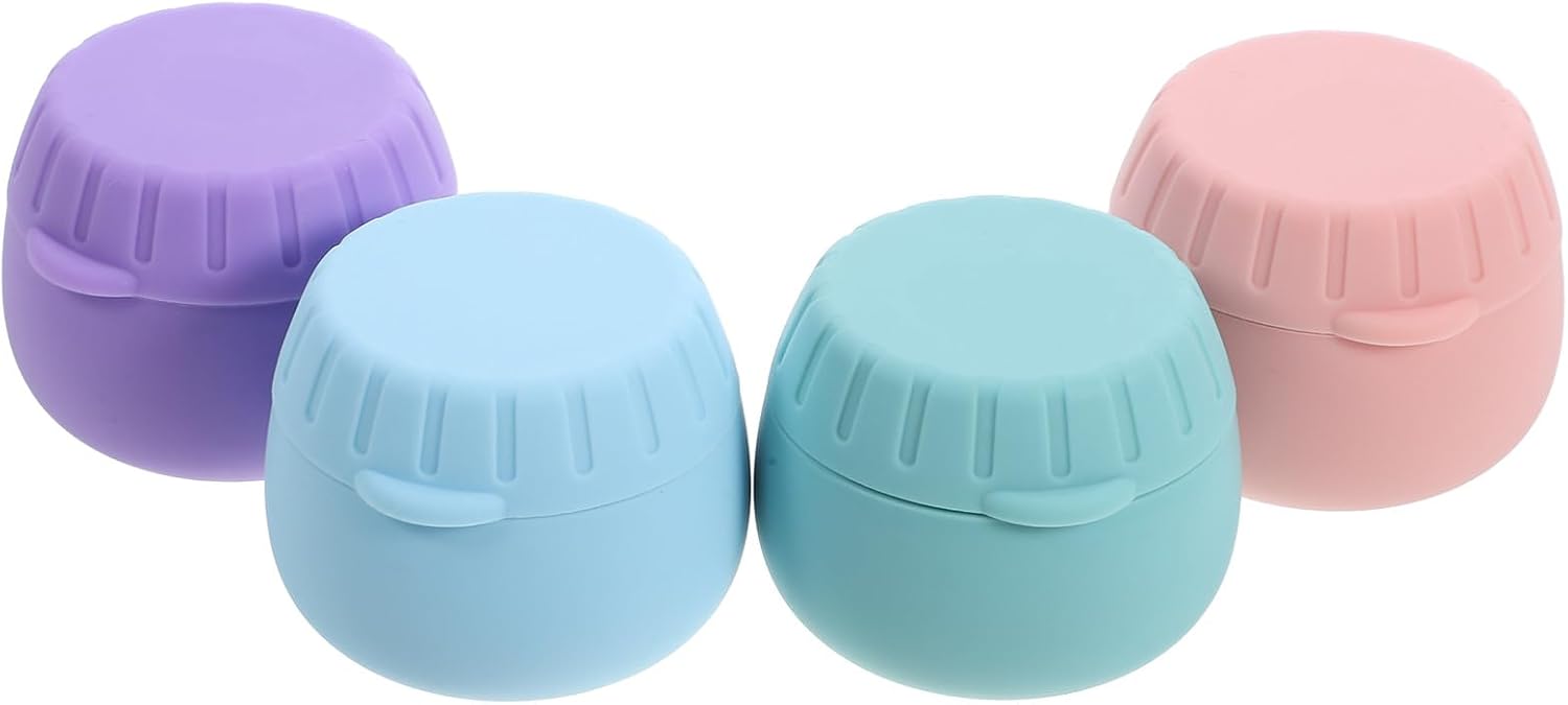 4pcs Silicone Cosmetic Jars Refillable Small Cream Travel Containers