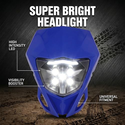 Image of AnXin Dirt Bike Headlight,Motorcycle LED Head Light Universal for YZ125 YZ250 TTR230 YZ250F YZ450F DRZ400 WR250F WR450F Most Dirt Pit Bike Supermoto Enduro Motocross Blue