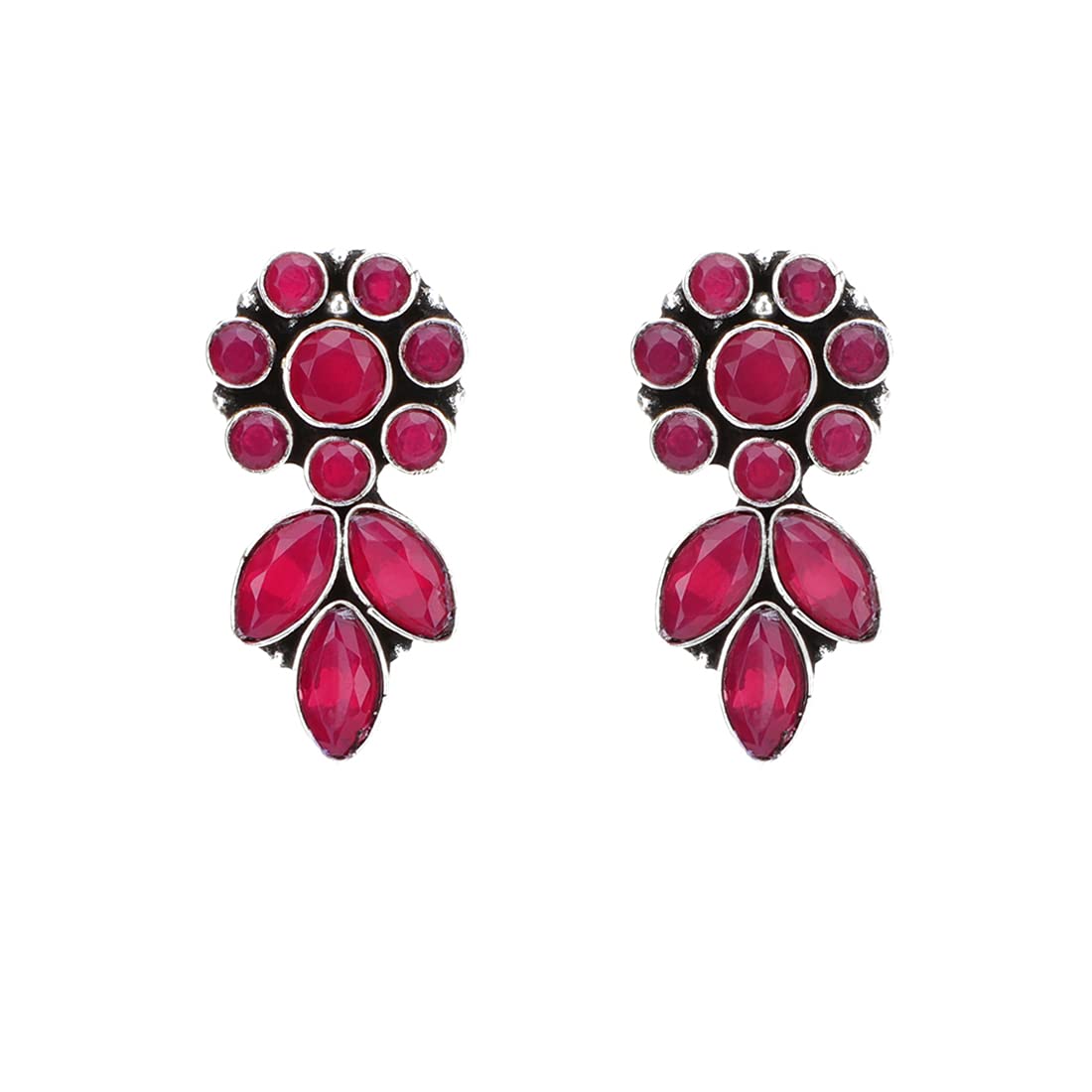 Yellow Chimes Ethnic German Silver Oxidised Pink Flower and Leaf Design Traditional Drop Earrings for Women And Girls, Medium (YCTJER-225OXDDRP-PK) (B094187S5H) Amazon Price History, Amazon Price Tracker