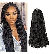 24 Inch New Faux Locs Crochet Hair 6 Packs Natural Black Soft Locs for Black Women Long Pre-loope...