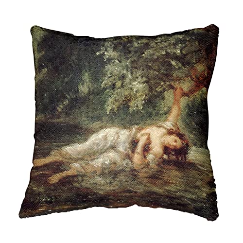 Coussin Sequin Paillettes Turquoise Eugene Delacroix de luxe