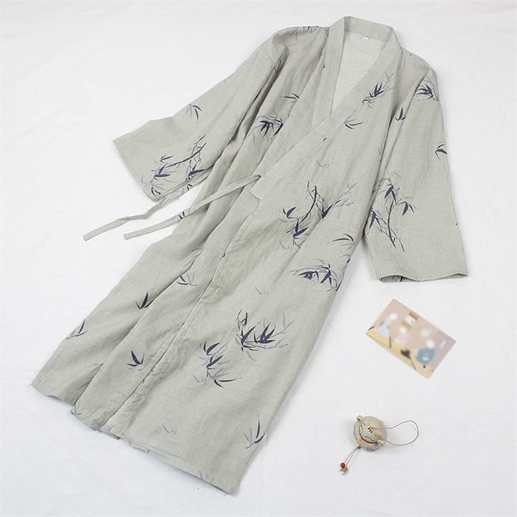 Men's Bathrobes Breathable Bathrobes Pajamas Thin Casual and Comfortable Home Wear Can Be Worn Outside(L code)