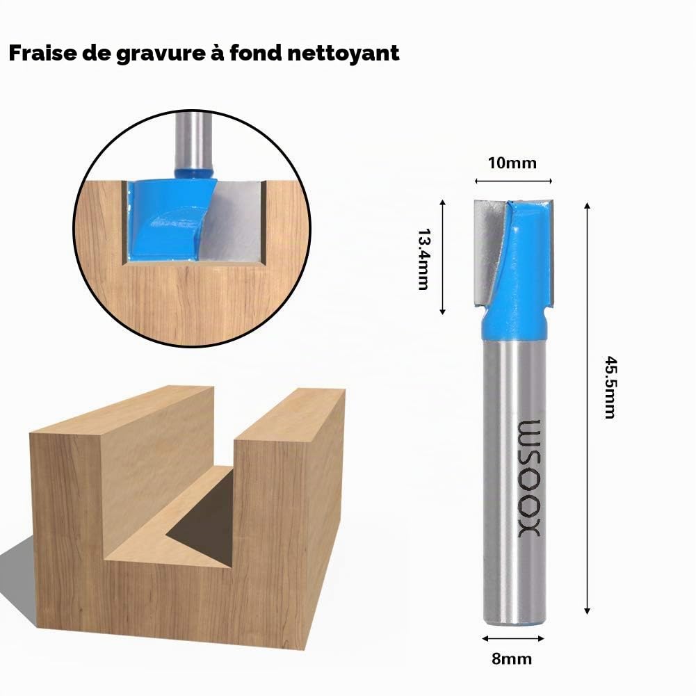 Lot de 5 mèches de nettoyage de 8 mm, fraise à bois 10/15/20/25/30mm, bleu