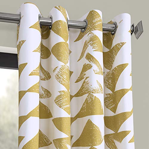 HPD Half Price Drapes Grommet Printed Cotton Twill Curtain (1 Panel), Triad Gold, 50 X 108 - Image 2