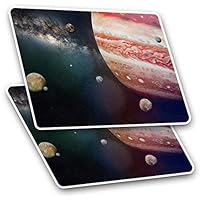 2 x 7.5cm Rectangle Vinyl Stickers - Planet Jupiter Space NASA Galaxy 24036