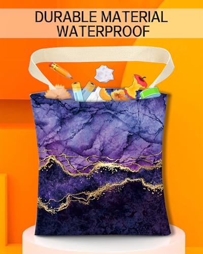 Image of Car Garbage Can, Car Trash Bag, Car Garbage Bag, Hanging Car Trash Can for Car Accessories, Vehicle, Travelling, Camping, Cute Car Back Seat Organizer, Luxury Purple Marble