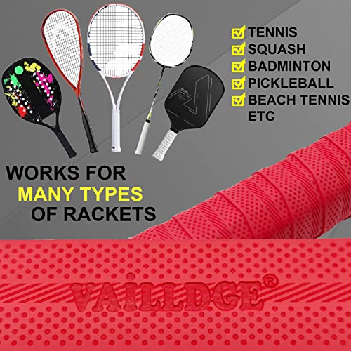 Vailldge Tennis Racket Grip Tape - Pattern Dots Grip Tape Absorbs Sweat Tennis Grip Anti Slip Overgrip For Tennis Racquet Squash Racket Badminton Baseball Bat Pingpong Paddle(6 Pack Red) #TOP4