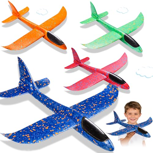 37cm 4 Stück Flugzeug Spielzeug Styropor Flugzeuge für Kinder Spielzeug für Draußen Styroporflieger Flieger Planes Airplane Wurfgleiter Kindertagsgeschenke Junge Mädchen Geburtstagsgeschenke