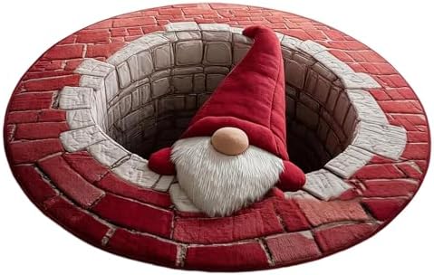 Christmas 3D Rug with Santa Design,Secure Grip Doormat for Indoor Outdoor Use,Front Door Bathroom Kitchen Decorations,Seasonal Floor Carpet (Type A, 15.75