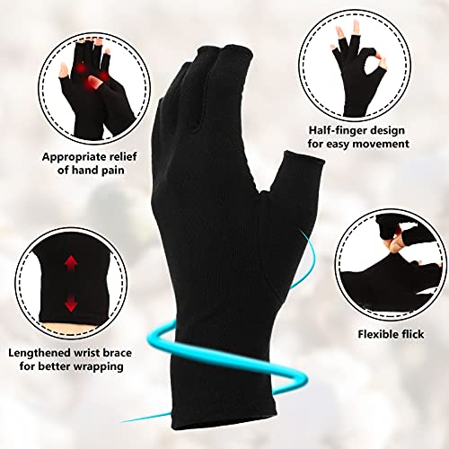 Image of 3 Pairs Craft Gloves Hands Compression Gloves Fingerless Pressure Gloves Joint Relief Hand Gloves for Quilting Support Sewing Knitting Typing Household Duties (S, Black, Gray, Purple)
