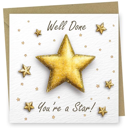 Congratulations Card. Well done Exams A Level GCSE Graduation Card. Youre a Star Design. Card with Envelope. 150x150mm when folded.