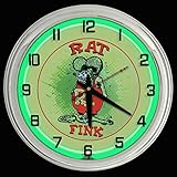 ELG Companies LLC 16' Rat Fink Rat Rod Sign Green Neon Clock