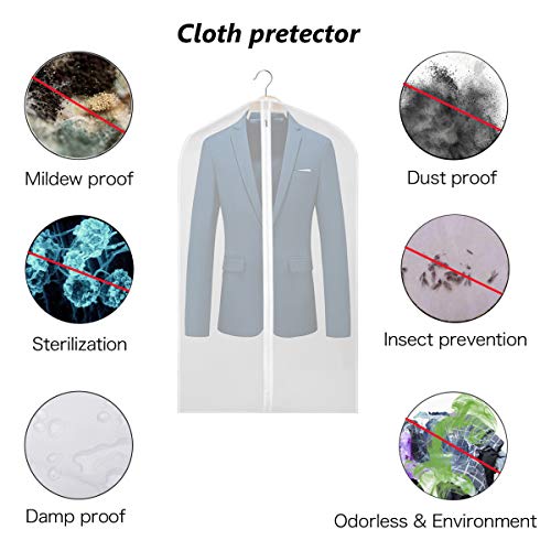KEEGH Hanging Suit Bags Clear Garment Covers for Storage Lightweight 40inch Suit Shirt Protector Bag Moth-Proof Set of 18 Full Zipper PEVA Breathable Translucent Dust Cover for Closet Clothes - Thumbnail 6