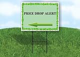 Price Drop Alert St. Patrick's Day Irish Clover Sage Green Left Arrow Single Sided 18x24 in. Yard Road Sign w/Stand