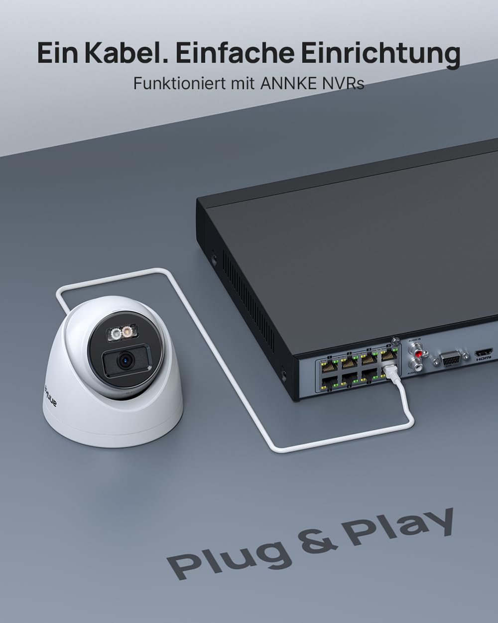 ANNKE 12MP PoE Überwachungskamera Set Aussen, 8CH H.265+ 12MP NVR mit 2TB Festplatte für 24/7 Videoüberwachung und 4X 12MP Dome IP Kamera, KI Personen und Fahrzeugerkennung, Spotlights, IP67