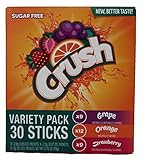 Crush Crush Singles Grape, Orange, Strawberry To Go Sugar Free Drink Mix Paquete Variado 2.75 Oz Paquete De 30 Palos