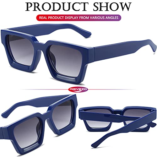Image of AIEYEZO Square Sunglasses for Women Men Square Thick Frame Sun Glasses Simple Designer Style Shades