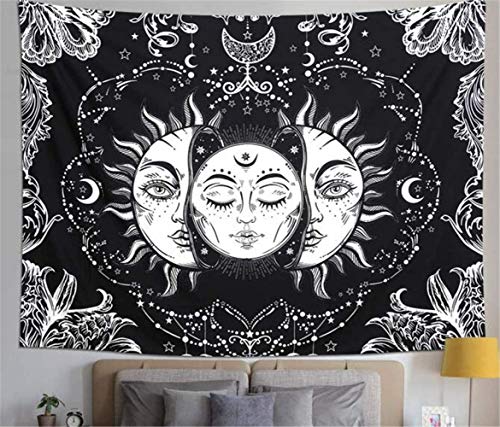 Strhopelove Tapisserie Murale Motif Tarot et Soleil psychédélique Mandala bohémien Hippie Tarot Tapisserie Indisch Chambre Décoration, 150x130cm Cover