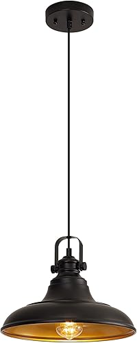 Miniatura 9 de Lámpara colgante negra estilo granja, iluminación colgante negra para isla de cocina, accesorio de iluminación colgante negro mate sobre el Negro