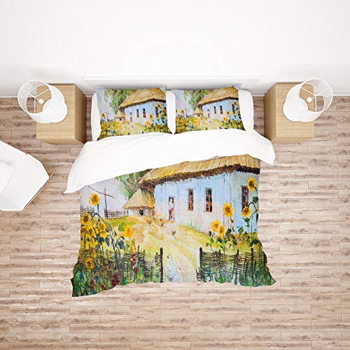 Parure de lit paysage rural avec housse de couette polyester durable CHEHONG