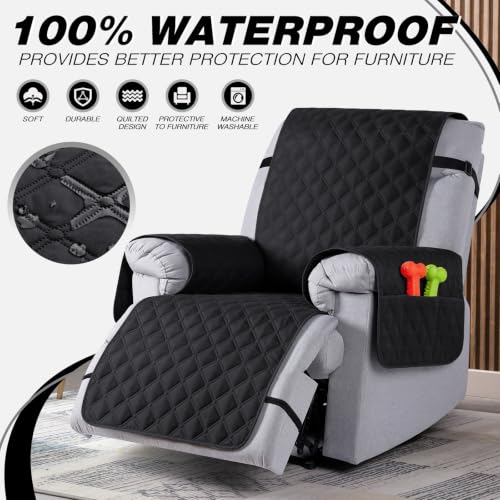 Image of TAOCOCO 100% Waterproof Recliner Chair Covers Reversible 28 inch, Black