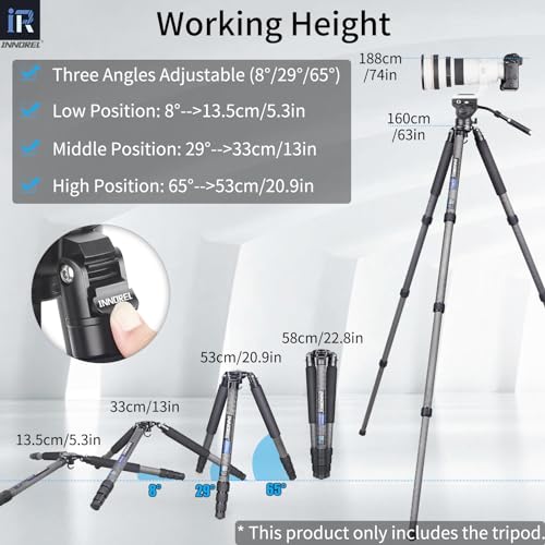 Image of INNOREL NT404C Carbon Fiber Tripod Professional Birdwatching Heavy Duty Camera 66lb /30kg Max Load 40mm Max Tube Diameter Bowl Tripod Birdwatching Camera Stand with 75mm Universal Bowl Adapter