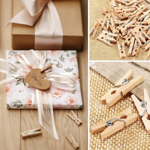 Image of ARTISTERY 1 Inch 20 PCS Mini Clothespins, Mini Clothes Pins for Photo Natural Wooden Small Picture Clips for Crafts Tiny Pegs /Wood Clips for Wall Hanging Pictures