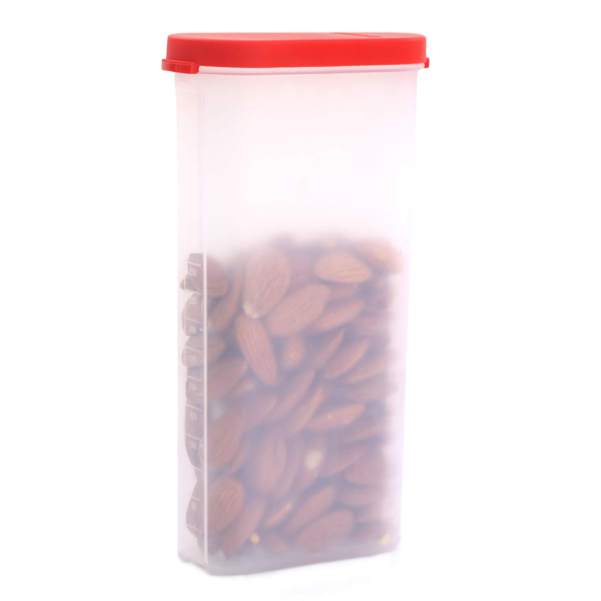 Mahaware Modułowy mini owalny plastikowy zestaw pojemników kuchennych, 425 ml, zestaw 6 sztuk, czerwony