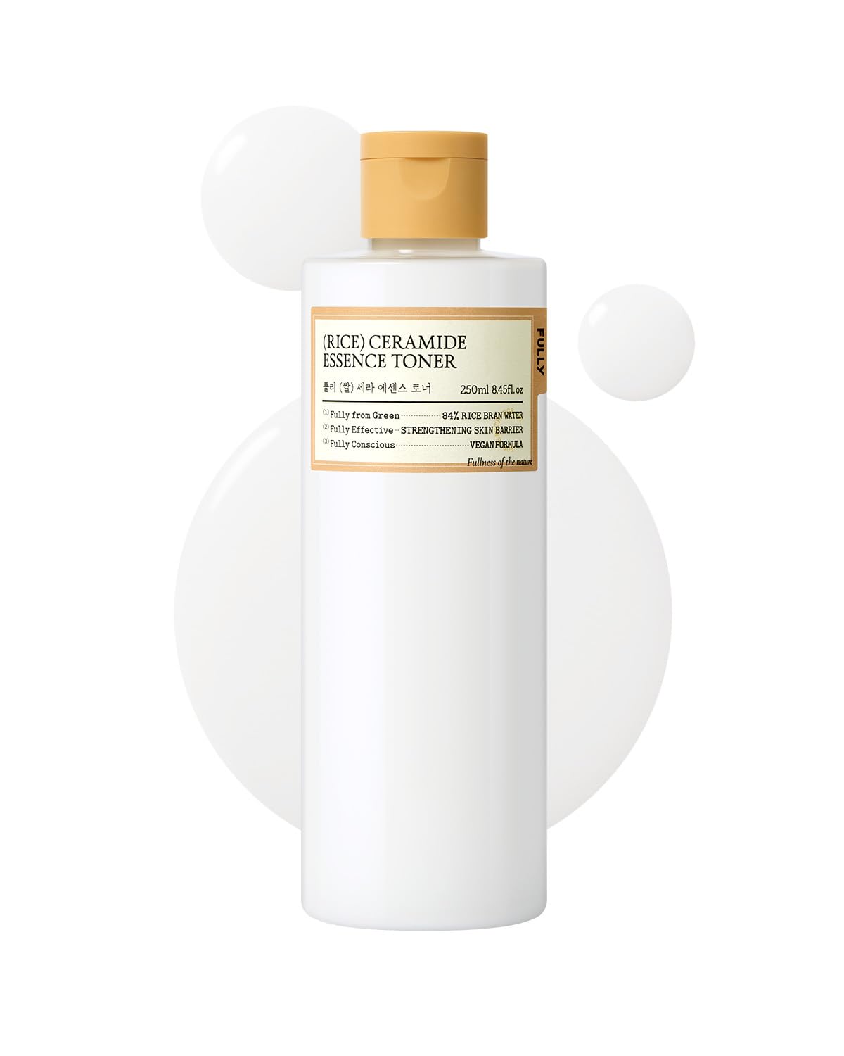 FULLY Tonique À L'Essence De Céramide De Riz, Tonique Coréen Lacté Pour Une Peau De Verre, Formule Hydratante À L'Eau De Riz Et Aux Céramides Pour Une Barrière D'Hydratation, Blanc 250 Ml