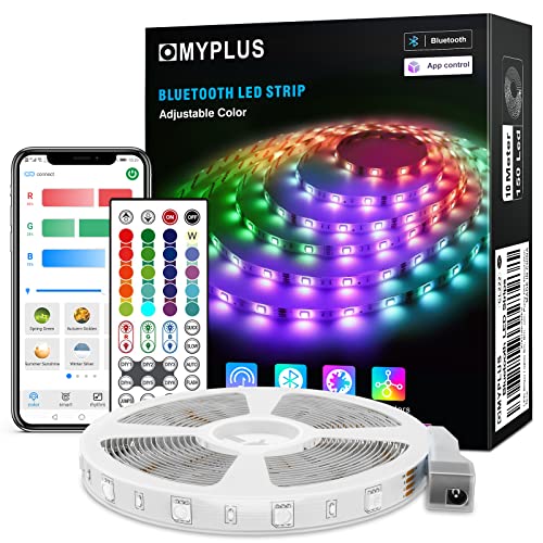 MYPLUS LED Strips 10M, Bluetooth Led Light Strips with App Controlm, Music Sync and Timing Function,150 pcs Bright RGB LEDs for Bar,Home,Party Decoration