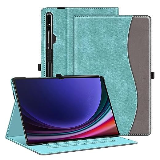 Fintie Capa para Samsung Galaxy Tab S9 Ultra 2023/S8 Ultra 2022 14,6 polegadas (modelo SM-X910/X916B/X918U/X900/X906), capa protetora de visualização em vários ângulos com bolso, hibernar/despertar automático, turquesa