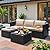 Devoko 3 Piece Patio Furniture Sets Sectional Adjustable Conversation Set All-Weather Outdoor PE Wicker Rattan Patio Sofa with Cushions and Glass Table for Porch Poolside?Beige