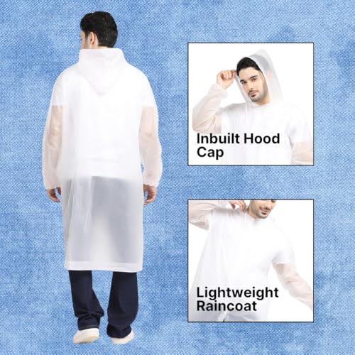 Image of Citizen Eco-Friendly EVA Poncho Raincoat for Men & Women, Lightweight Waterproof Coat with Hood, Adjustable Drawstring, Button Closure & Easy Carry Pouch, Reusable & Durable Outdoor Rainwear