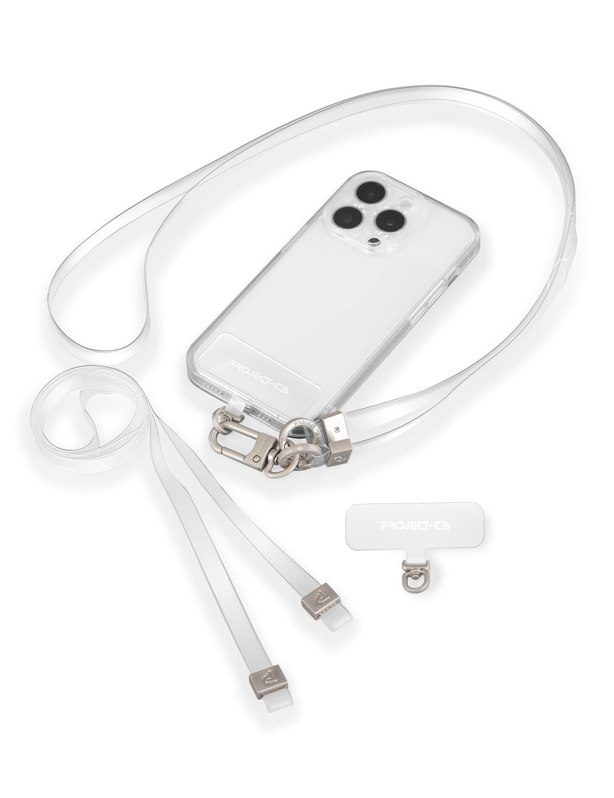 project-cb Phone Clear Lanyard,Tether Tab 2,Crossbody Strap,Lanyards for Around the Neck,Clear patch(Clear-S)