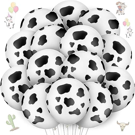 Party Port Cow Printed Balloons 14 Inch Round Latex Balloons Decorative Party Balloons for Birthday, Jungle Theme, Farm Theme, Baby Shower Carnival Festival (Pack of 10)