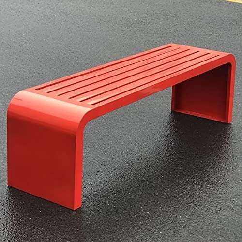 White Metal Outdoor Bench, Backless Patio Garden Seat, Steel Frame Porch Bench for Park, 39.3"x15.8"x17.8" - Durable and Stylish Outdoor Furniture