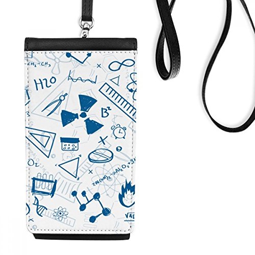 Sac téléphone style physique chimie idée cadeau original en similicuir noir avec cordon