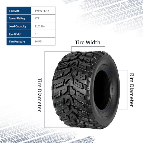 Image of GarveeTech ATV /UTV Tires, Set of 4-23x7-10 Front & 22x11-10 Rear All-Terrain Tires, 6-Ply Tubeless, for Off-Road, Mud, Dirt and Trails