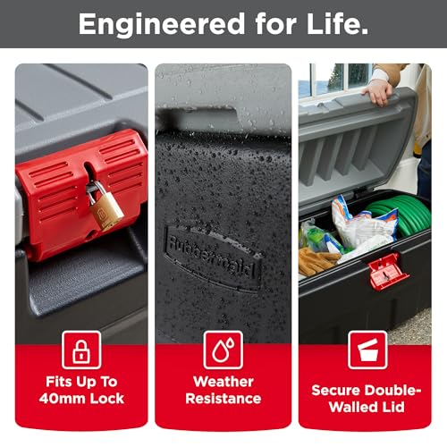 Image of Rubbermaid 48 Gallon Black Action Packer Lockable Latch Indoor and Outdoor Storage Box Container for Home, Garage, Backyard, Single