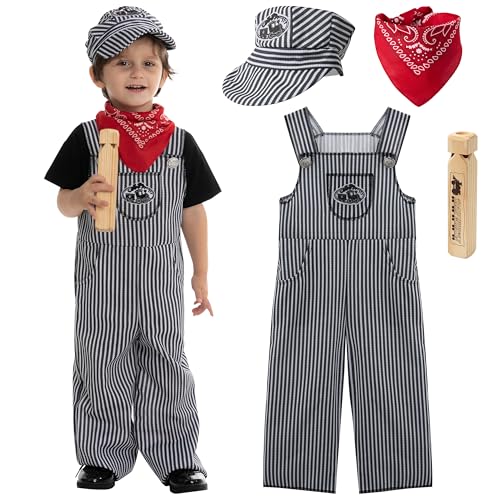 Spooktacular Creations Kids Training Engineer Kostüm, Unisex Railroad Training Engineer Kostüm für Kinder Jungen Halloween Dress Up, Rollenspiel (klein (5 - 7 Jahre))