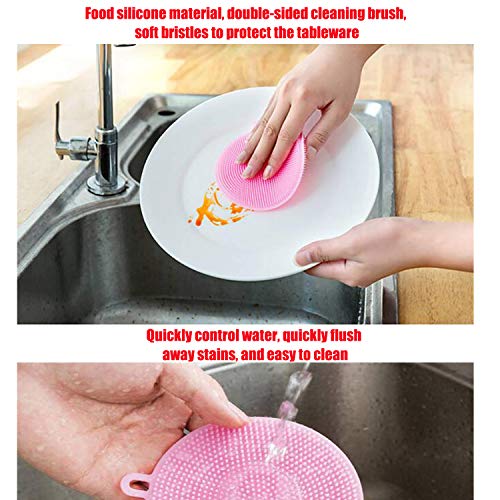 3 Pack Silicone Dish Scrubber Dishwashing Cleaning Brush, Fruit Vegetable Washer Heat Insulation Pad For Kitchen Wash Pot Pan,Non Stick Dishwashing Cloth Brushes (3) #TOP4