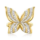 Ross-Simons 0.25 ct. t.w. Diamond Butterfly Ring in 14kt Yellow Gold. Size 7