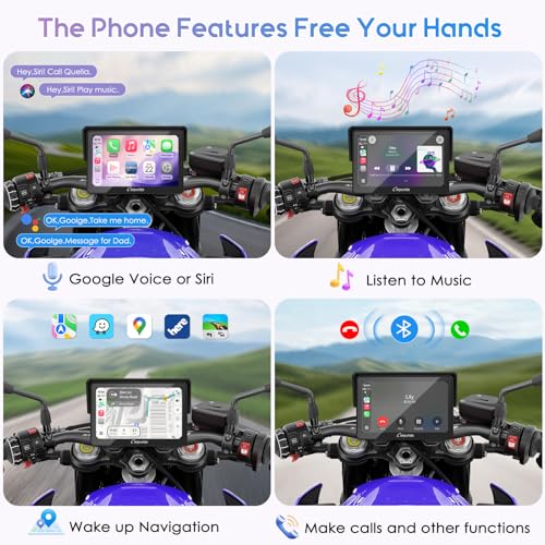 Image of Carpuride W502TPRO for Motorcycle CarPlay& Android Auto& TPMS& Dual Bluetooth - 5 inch Waterproof GPS Navigation Screen for Motorbike, Music Sharing, Intercom, EQ, Light Sensor, Compass, Barometer