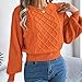 Womens Cropped Sweaters Dressy Casual Fashion Crewneck Long Sleeve Cable Knit Pullover Tops Fall Clothes Outfits Orange
