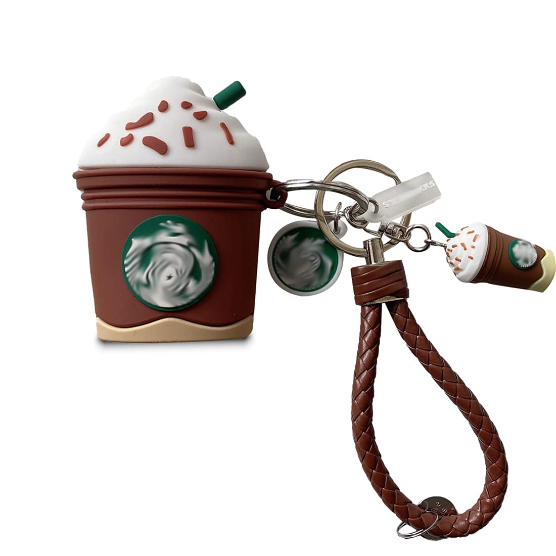 AirPod 1&2 Case Compatible Silicone Protective Cover Shockproof and Drop Resistant 3D Cute and Cool Design Pendant Keychain Skin Accessories, Suitable for Girls, Boys and Teenagers. (ice Cream Brown)